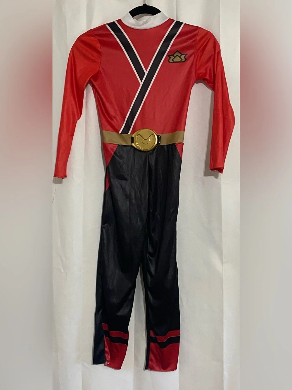 Power Ranger Red and Black Hero Jumpsuit with Gold Belt